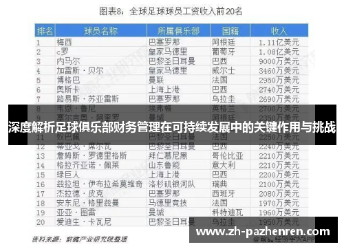 深度解析足球俱乐部财务管理在可持续发展中的关键作用与挑战