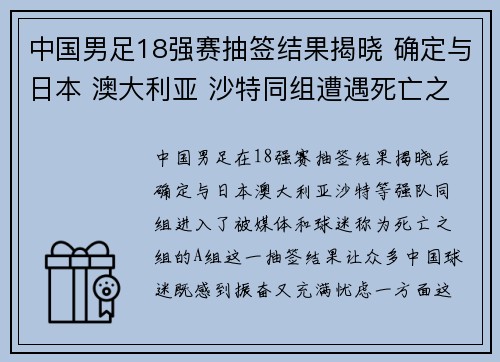 中国男足18强赛抽签结果揭晓 确定与日本 澳大利亚 沙特同组遭遇死亡之组